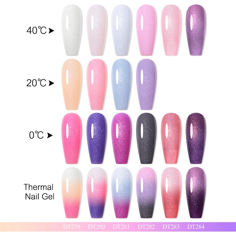 7ml Shimmer Thermal Gel Nail Polish 3 Colors Changing Soak Off Gel Winter Color Semi Permanant For Manicure Nail Art Varnish
