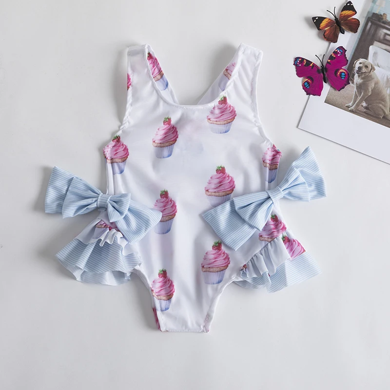 Costume da bagno intero fantasia per ragazze 1-5Yrs costume da bagno senza maniche per ragazza 2023 costumi da bagno con fiori di moda per il bagno