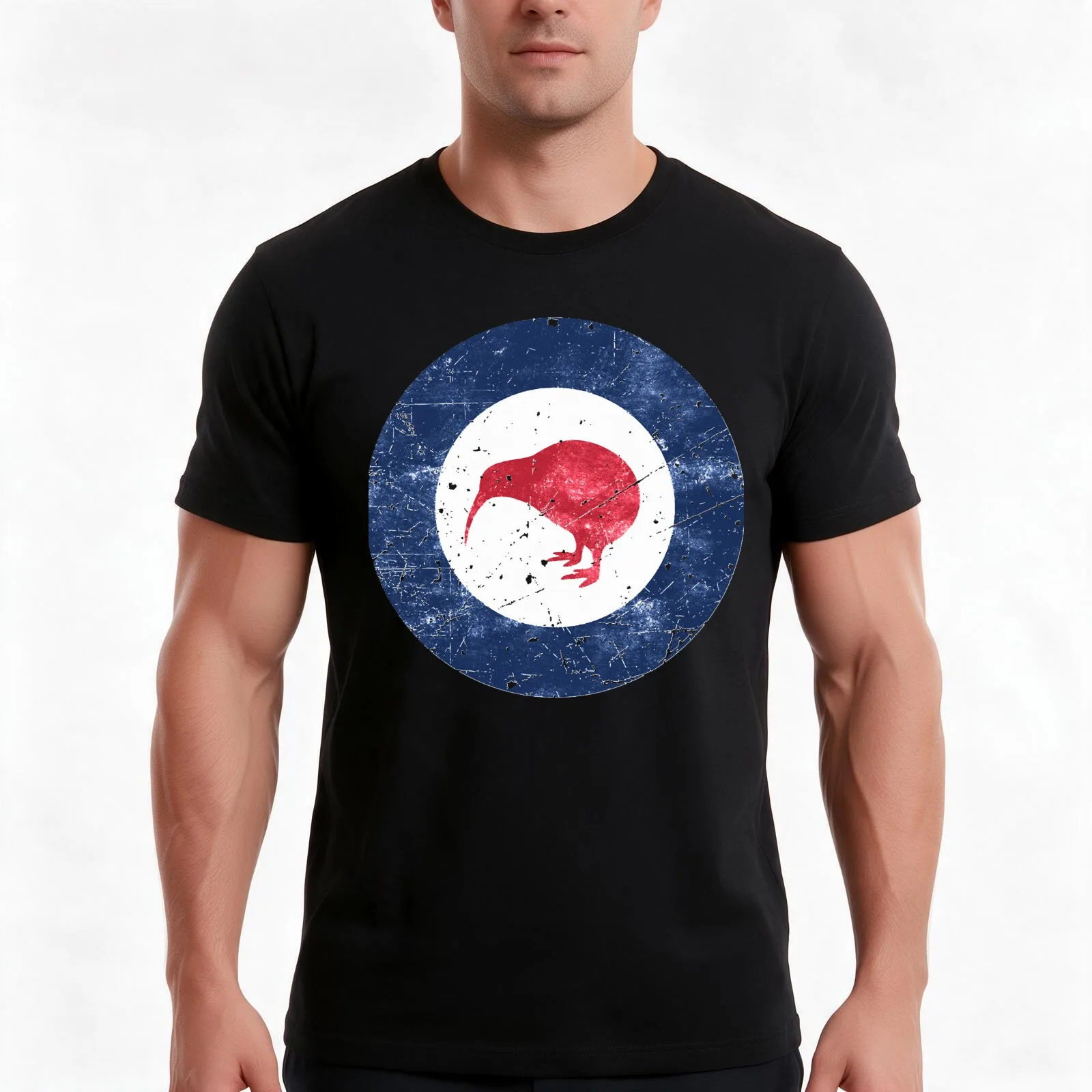New Zealand Flag Air Force Roundel T-Shirt, Summer Casual Cotton Tee, Oversized Streetwear Tops, Vintage Graphic Print