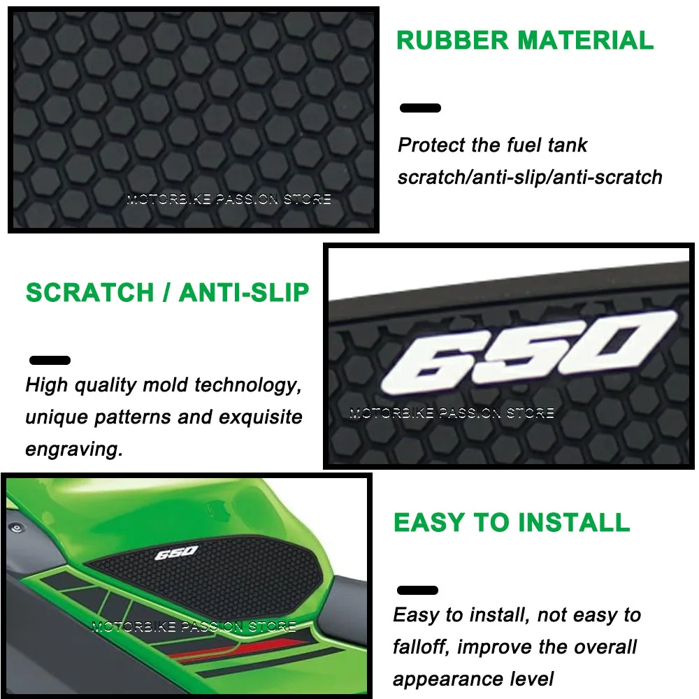 z650 New Motorcycle Tank Traction Pad Anti Slip Sticker Gas Knee Grip Protector Waterproof Pad For Ninja 650 z650 2017 - 2024