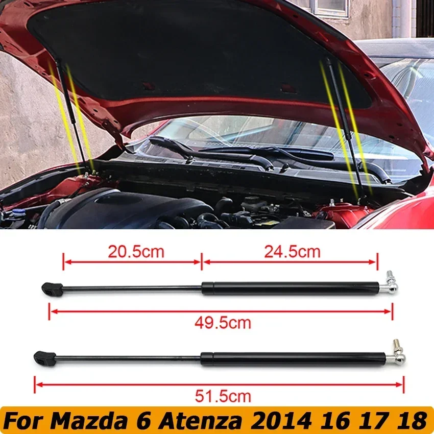 Front Engine Hood Gas Struts Shock Lift Support Bar Arm Hydraulic Spring For Mazda 6 Atenza 2014 2016 2017 2018 Car Accessories