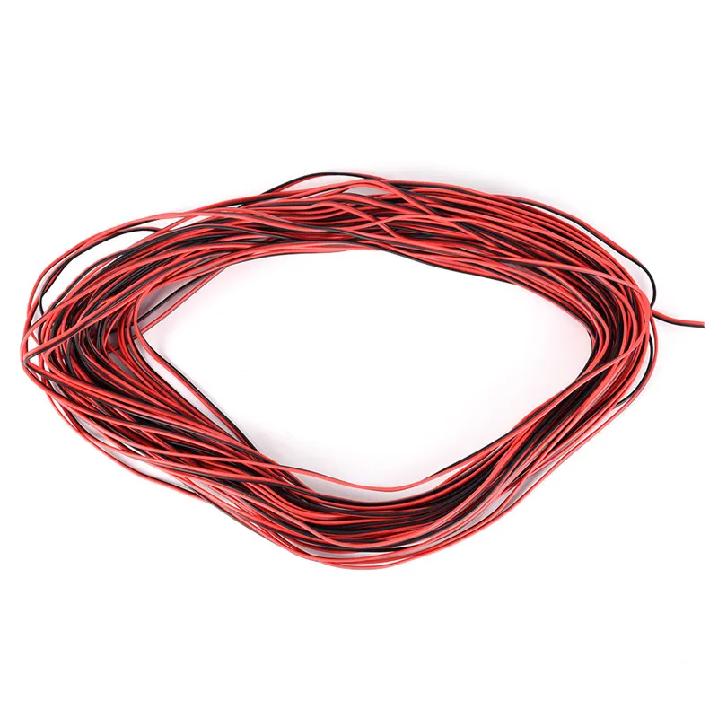 1pc High Quality 10m 22AWG Black with Red led wire Cable