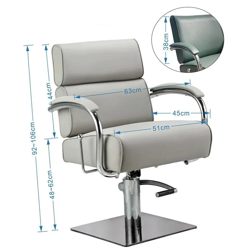 

Modern Light Luxury Design Barber Chair for Hair Salon Rotating Reclining Stainless Steel High-density Sponge Seat Perming