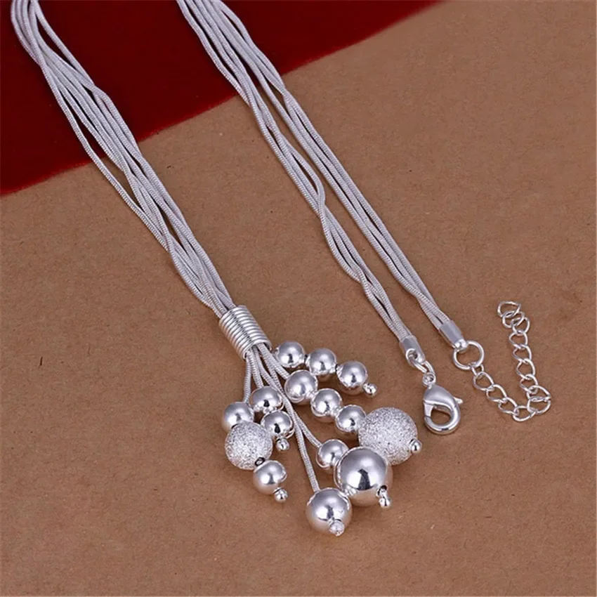 Charms Silver 925 Plated Refined Luxury Beads Chain Wedding For Women Lady Necklace Fashion Trends Jewelry Gifts N186