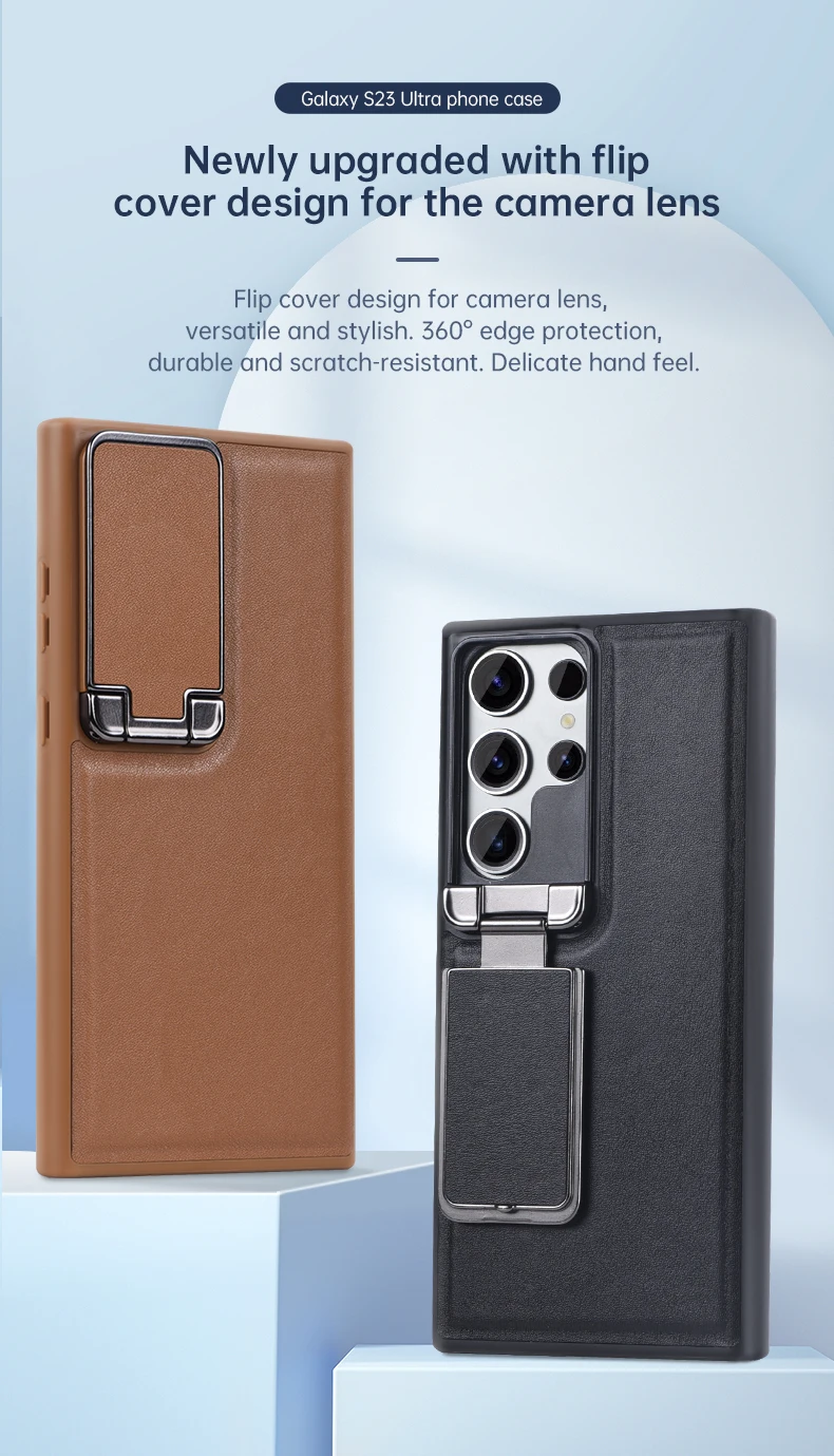 чехол For Samsung Galaxy S23 Ultra / S24 Ultra Back Stand Holder Business  Leather Cover 갤럭시 s23 울트라 케이스