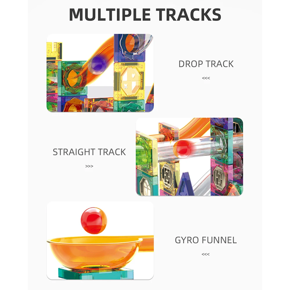 ชุดตัวต่อบล็อกสร้างรางลูกแก้วแบบแรงโน้มถ่วง 238 ชิ้น/267 ชิ้น พร้อมลูกบอล 16 ลูก ชุดสร้างสรรค์ STEM เพื่อการศึกษา ชุดสร้างรางแข่งแบบ DIY