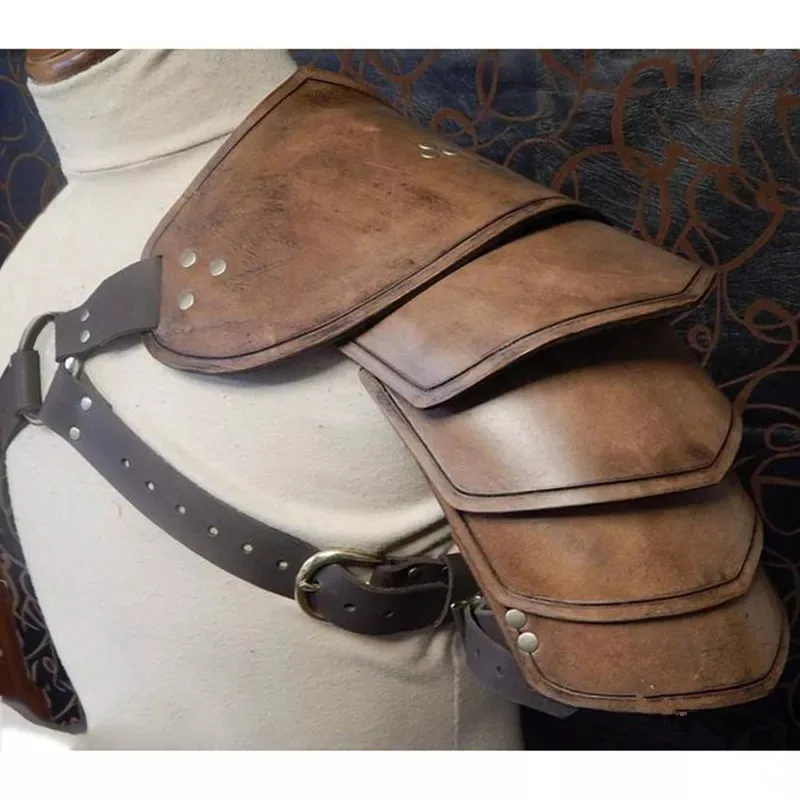 Armadura de hombro de caballero pirata vikingo Medieval, disfraz de gladiador romano, accesorio de Cosplay, cuero gótico Steampunk, Pauldrons LARP