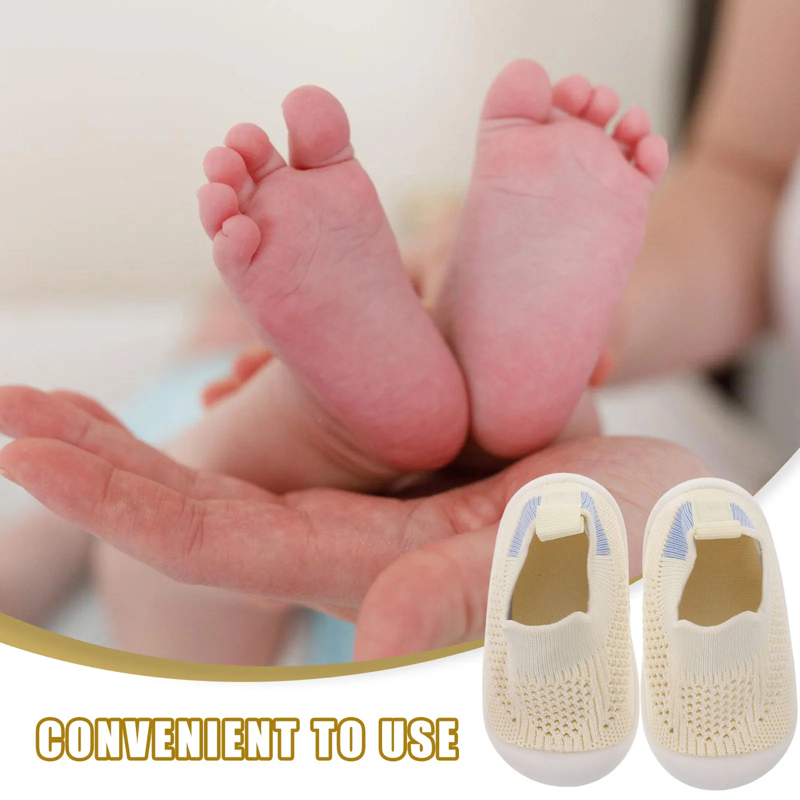 

Sneakers Toddler Shoes Baby Walking Mesh Boys Slip on Non-slip Beige That Ring Child