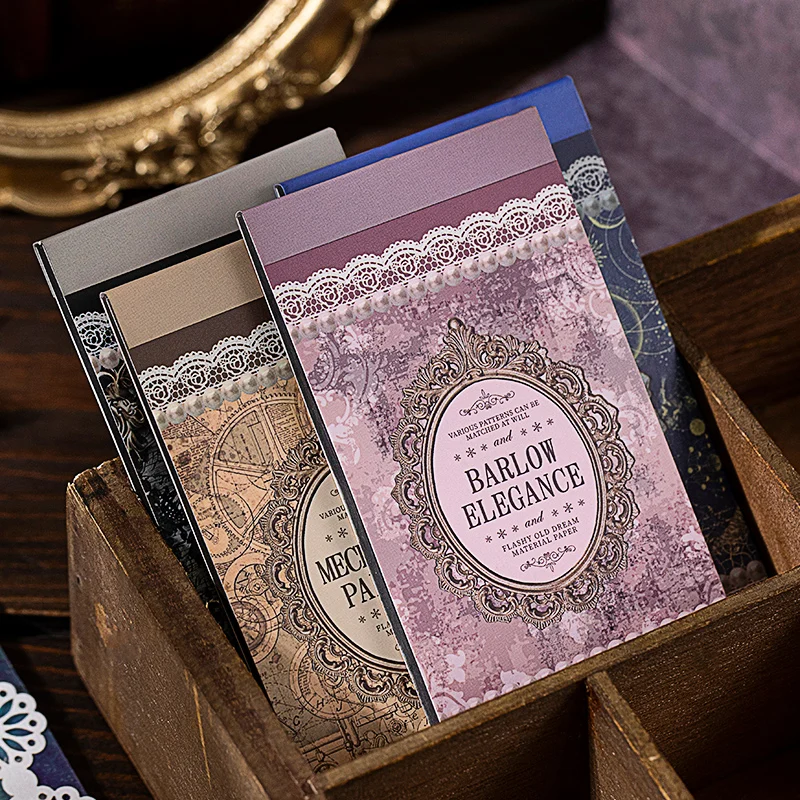 Flashy-Old Attseries Retro Paper, Message Cuts, Furic Acid Memo Sub, 8Packs