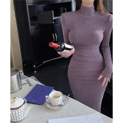 Elegant Long Sleeve Sexy Slimming Bodycon Skirt Dress For Women Autumn/winter Style Inner Wear Overcoat