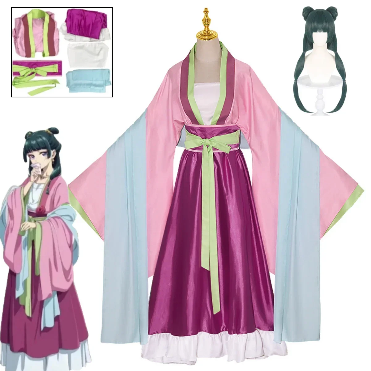 

Maomao Cosplay Costume Anime The Apothecary Diaries Pink Hanfu Ancient Dress Halloween Party Performance Costume MaoMao cosplay