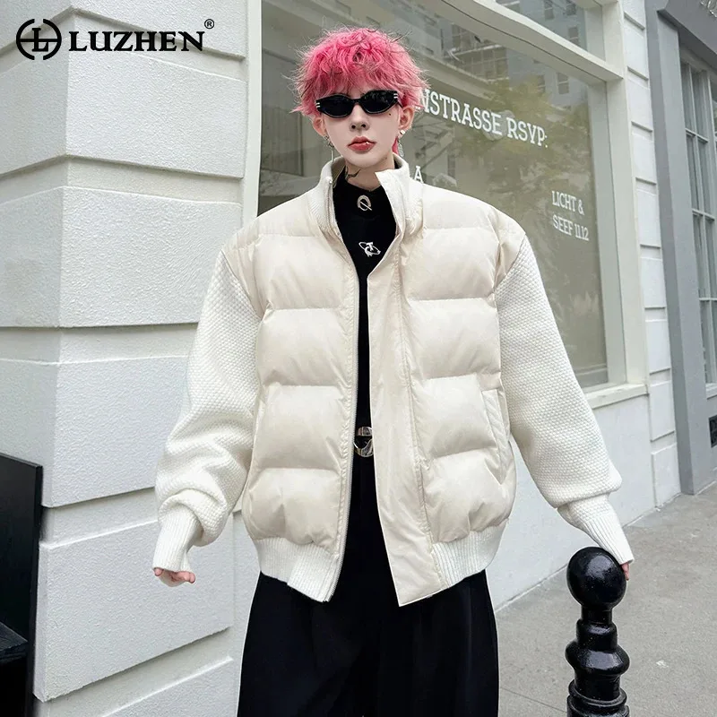 

LUZHEN 2025 зимнее новое пальто со стоячим воротником, утепленное теплое стеганое пальто, мужская модная уличная повседневная парка, мужская куртка JY5247
