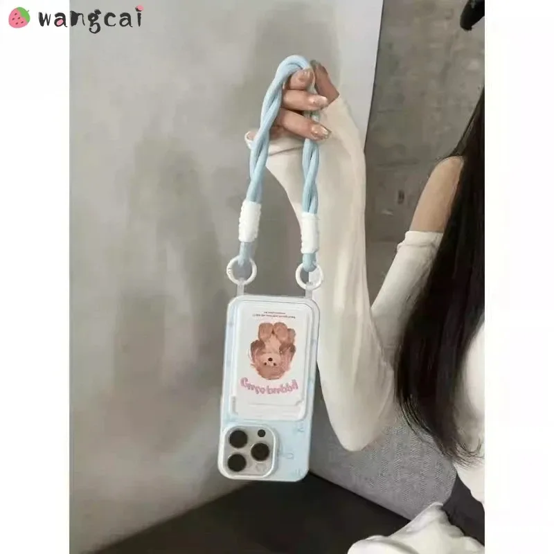 لطيف الكلب حامل بطاقة الغلاف ل Vivo S30 برو Mini Y300 GT Y300i Y39 Y300T X200S 5G 4G Bowknot جراب هاتف مع حبل اليد #5