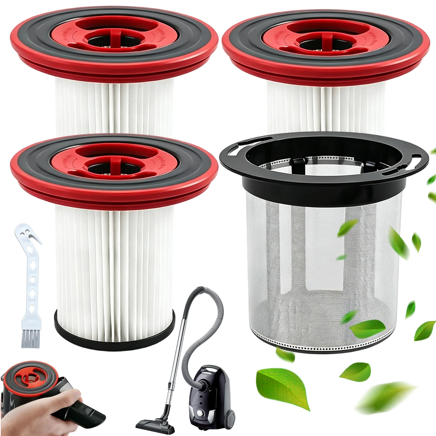 Bosch Unlimited 7 Staubsauger-Ersatz-HEPA-Filter-Set, waschbar, wiederverwendbar, Edelstahl-Vorfilter mit Reinigungsbürste, passend für kabellose Staubsauger für die tägliche Reinigung in Haus, Küche