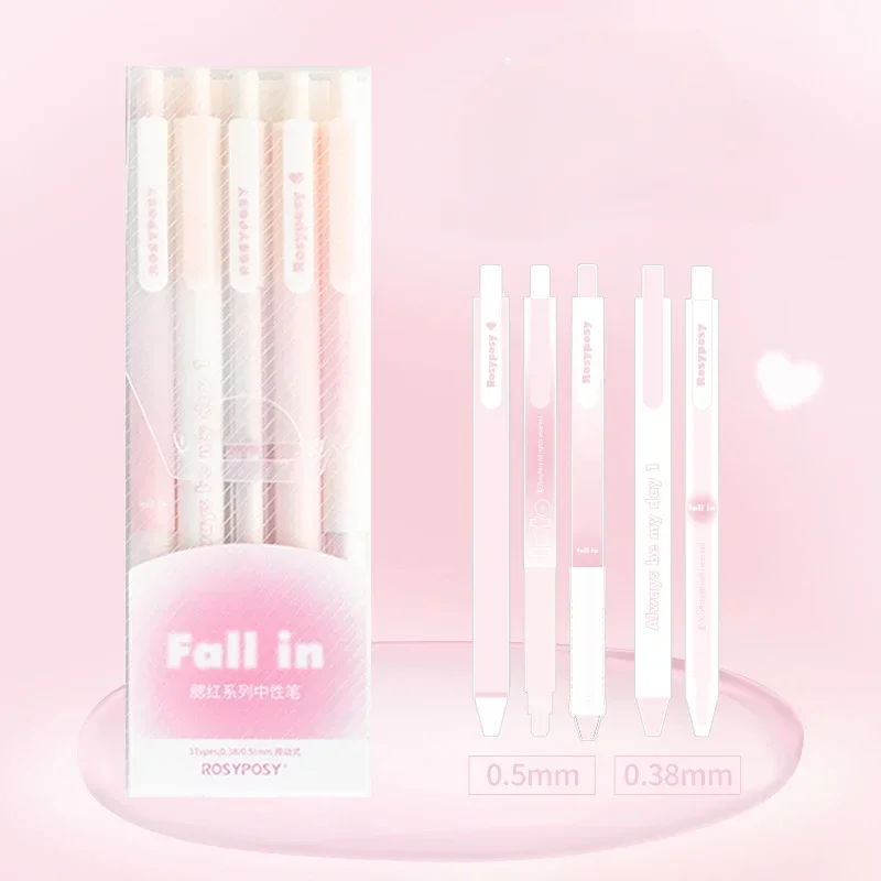 

5 шт., набор гелевых ручек, черные чернила, сменный наконечник гелевой ручки 0,5 мм, школьные канцелярские принадлежности, кавайные аксессуары, милые канцелярские принадлежности