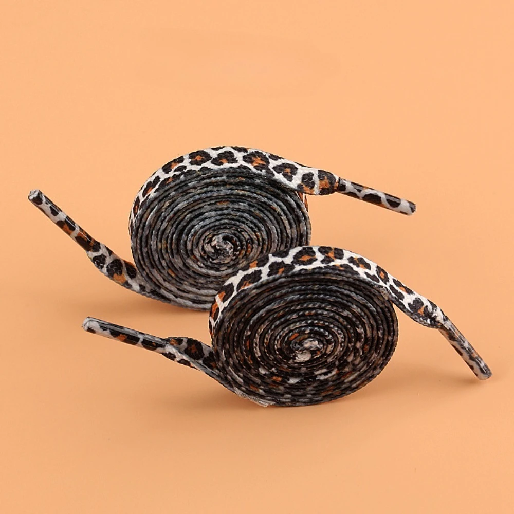 1 Pair of Leopard Print Shoelaces  Sports Canvas and Sneakers, Durable Trapezoidal Pull Design for Both Men and Women