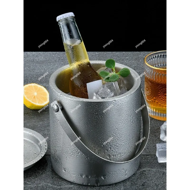 Double Wall 304 Stainless Steel Ice Bucket Thermal Wine Cooler For Beer Red Wine Bar Club Use