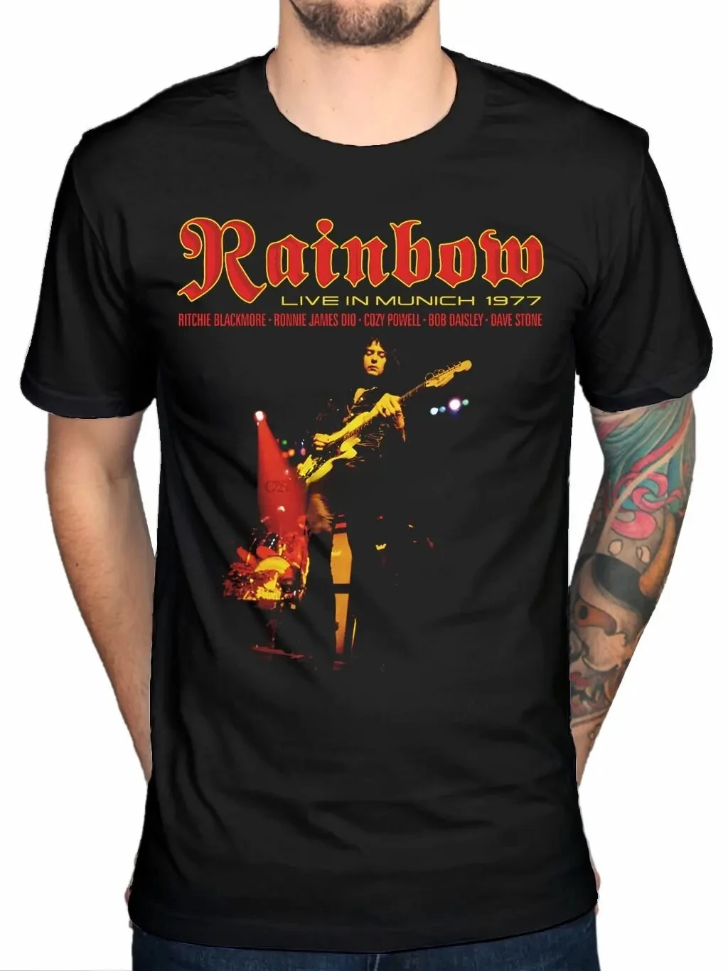 heavyweight Hot Sale Round Collar Official Rainbow Live Inharajuku Streetwear Ment Shirt English Rock Band Ritchie Blackmore