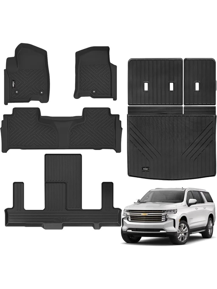 

Коврики и коврик в багажник с ковриком на спинку для Chevrolet/Chevy Suburban/GMC Yukon XL 2021-2024 2025 года, 7 мест, всепогодная защита из ТПЭ