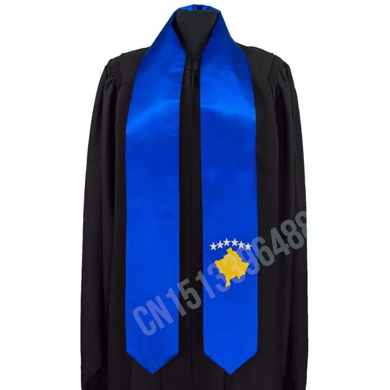 Kosovo Flag Scarf Top Print Graduation Sash Stole International Study Abroad Adult Unisex Party Accessory