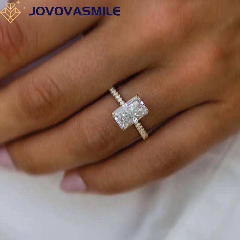 JOVOVASMILE Moissanite Engagement Ringe Schmuck Frauen 18k Gold 3 Carat 10x 6,5mm Crushed Ice Hybrid Längliche Radiant Zubehör