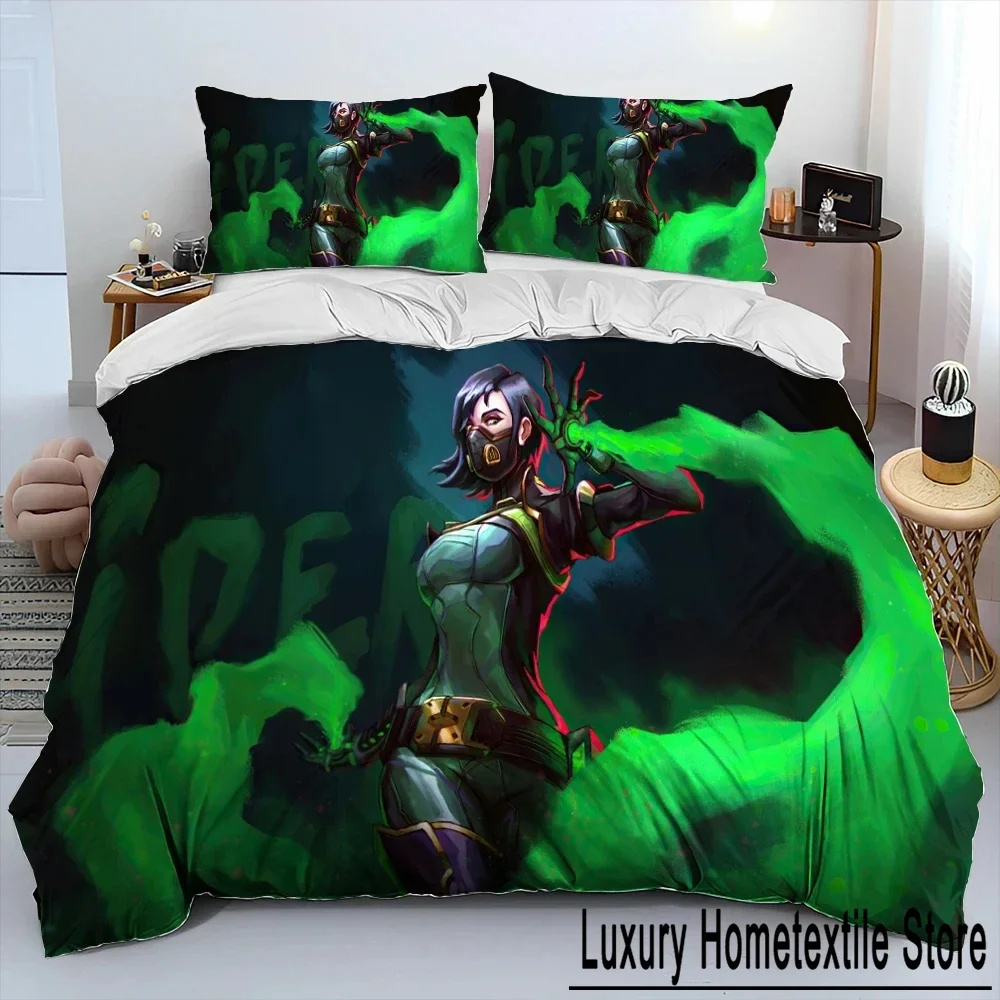 

3D Print VALORANT Game Bedding Set Duvet Cover Bed Set Quilt Cover Pillowcase Comforter king Queen Size Boys Adult Bedding Set