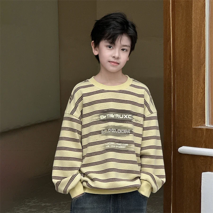 الأطفال الشتاء معزول مخطط البلوز العصرية تصميم الاطفال ملابس علوية دافئة غير رسمية الصبي الملابس المراهقين البلوز الحرارية هوديي #3