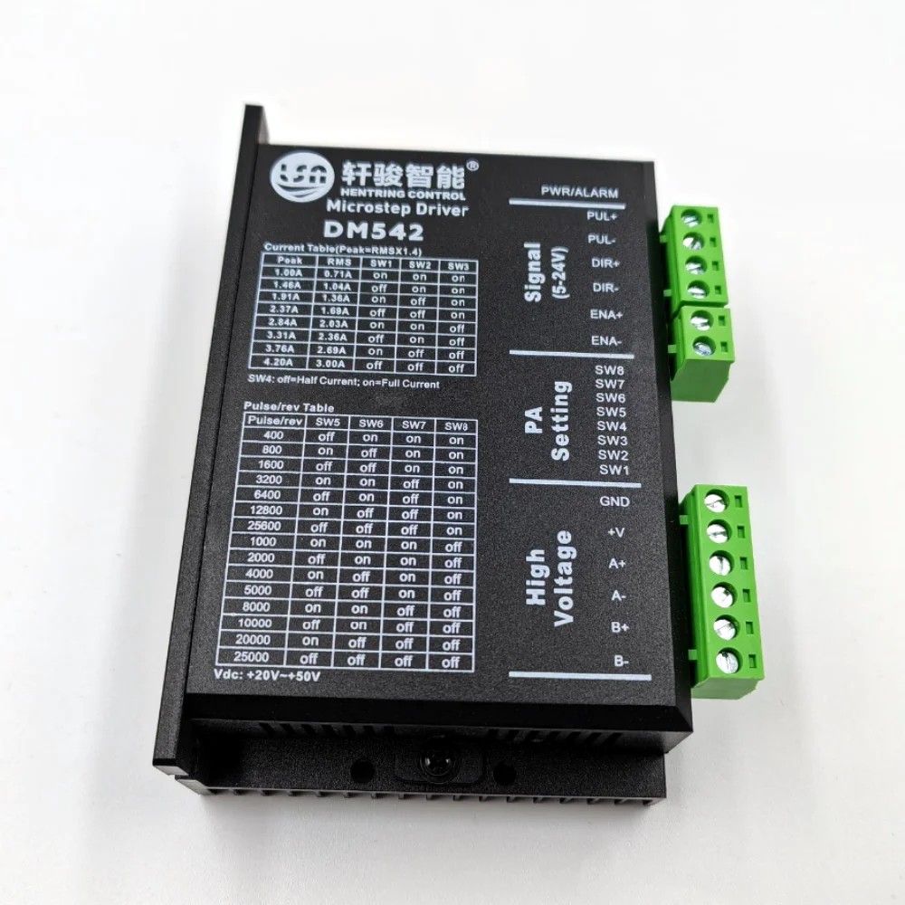 

DM542, 2/4 Phase Analog Stepper Microstep Motor Driver Board, 20-50VDC, 1.0-4.2A
