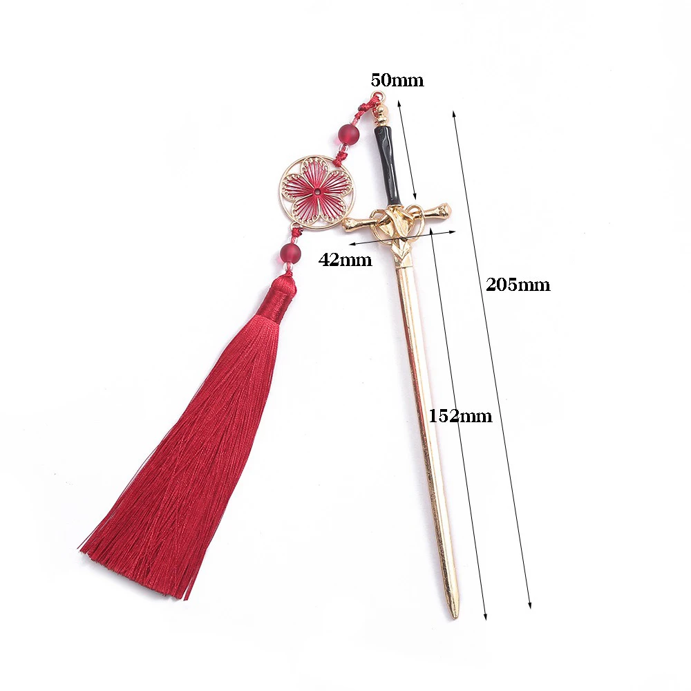 1pc Daily Jewelry Make Fashionable Vintage Sword Tassels Hairpin Headdress Chinese Style Sticks Ponytail Holder Hair Jewelry image 6