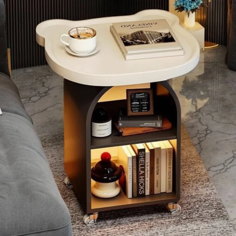 

Movable small table living room coffee table side cabinet snacks trolley wrought iron bedside