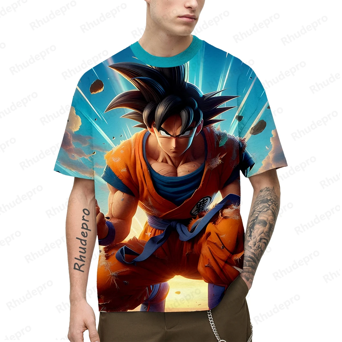 2024 Summer Men's 3D Printing Ultra Instinct Goku Super T-Shirt Children's Street Leisure Sports Top Oversized