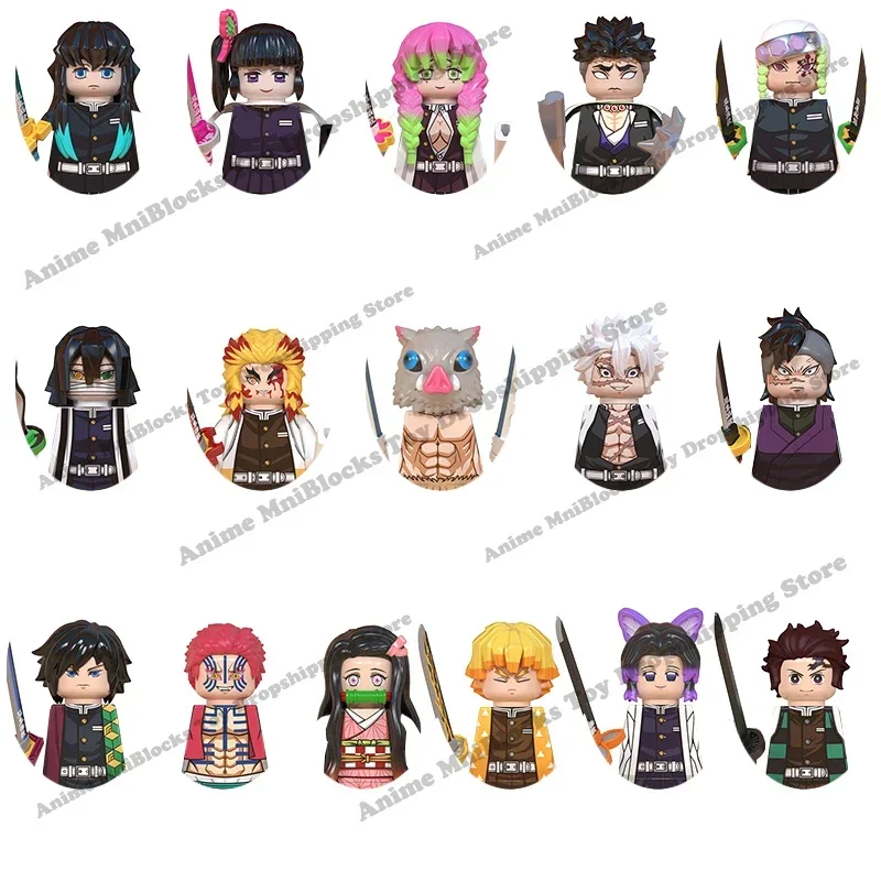 WM6116 WM6137 Demon Slayer Building Blocks Mini Action Toy Figures Assemble Tanjirou Nezuko Inosuke Giyuu Kyoujurou Kids Gifts