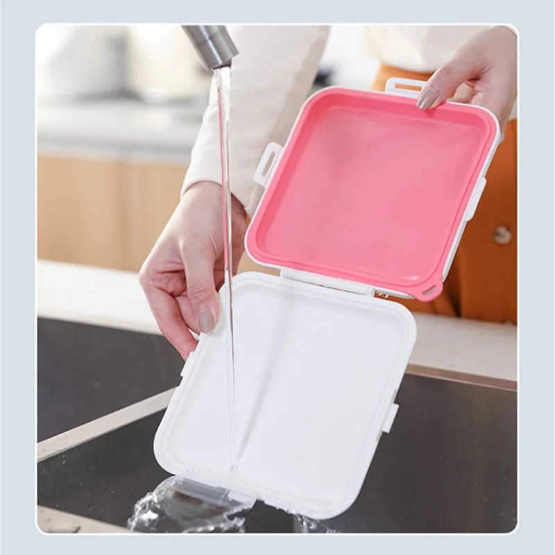 Portable Silicone Microwave Sandwich Storage Box Tuppers Food Bento School Breakfast Lunch Boxes Reusable Toast Container Case