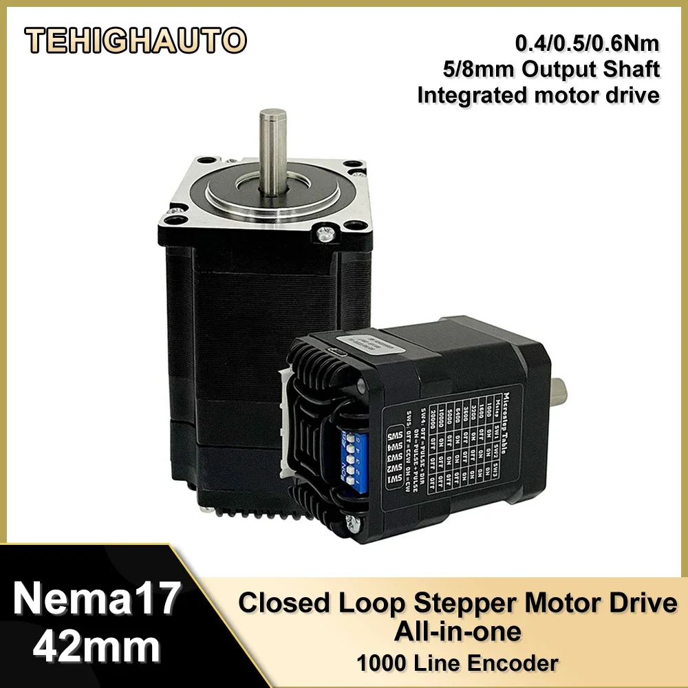 Nema17 42mm Closed Loop Stepper Motor Drive All-in-one Encoder Mini Servo Motor 42mm Integrated Motor 1000Line 0.4-0.6Nm 40-60mm