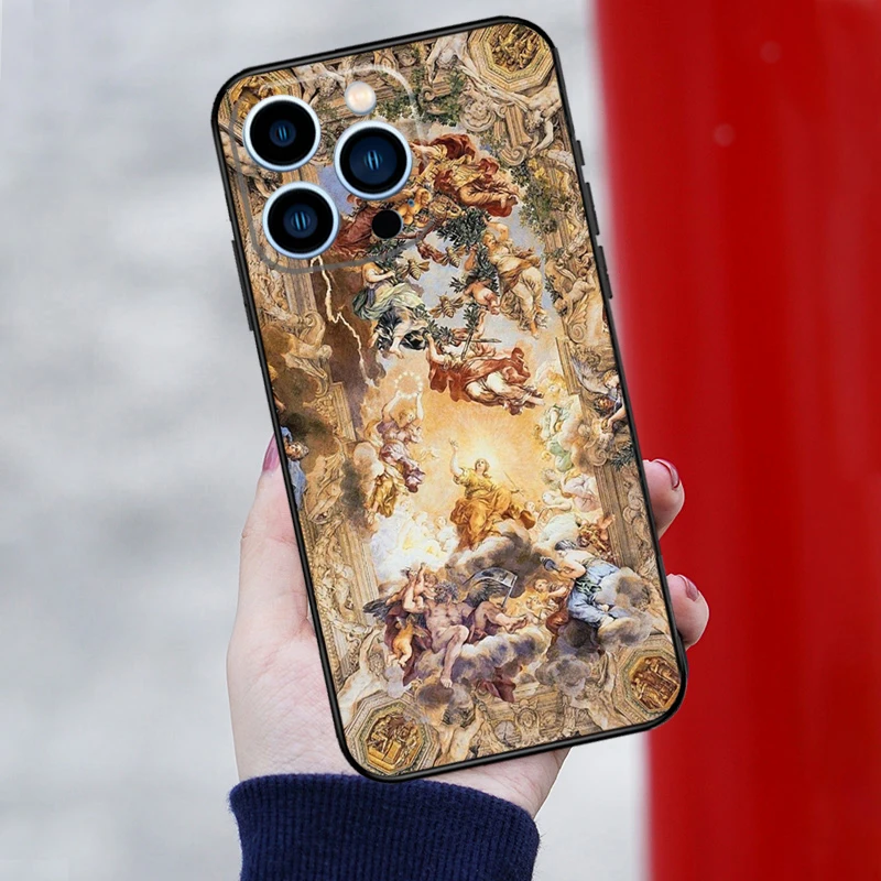 Renaissance art Painting Case For iPhone 15 14 13 11 12 16 Pro Max Mini X XS Max XR SE2 Plus Shockproof Soft Back Cover