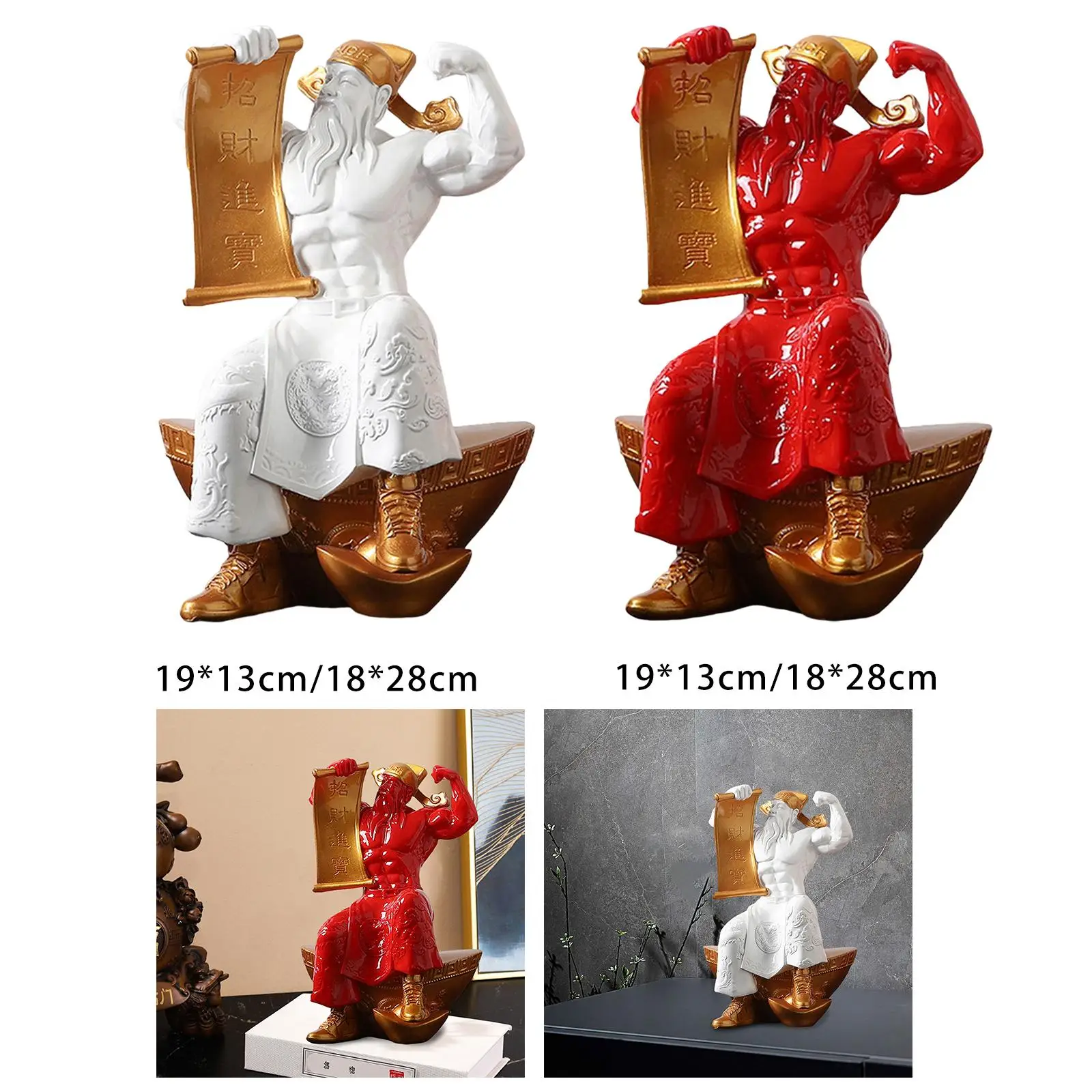 

God of Wealth Statue Figurine Feng Shui Decor for Shop Cabinet Decoration