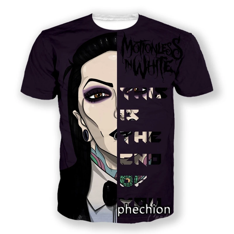 phechion New Fashion Men/Women Motionless In White 3D Print Short Sleeve T-Shirt Casual Hip Hop Summer T Shirt Tops S192