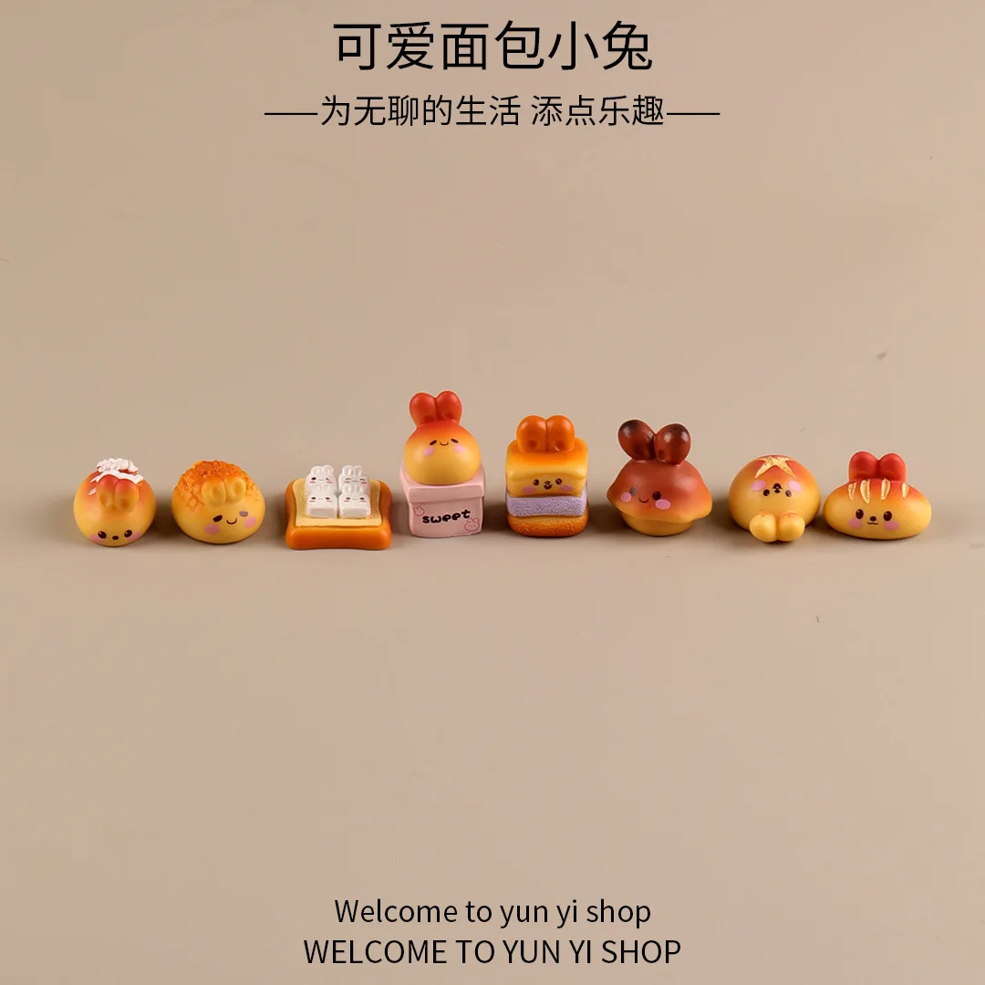 Cute cartoon bread bunny micro landscape ornament ornament resin small ornament