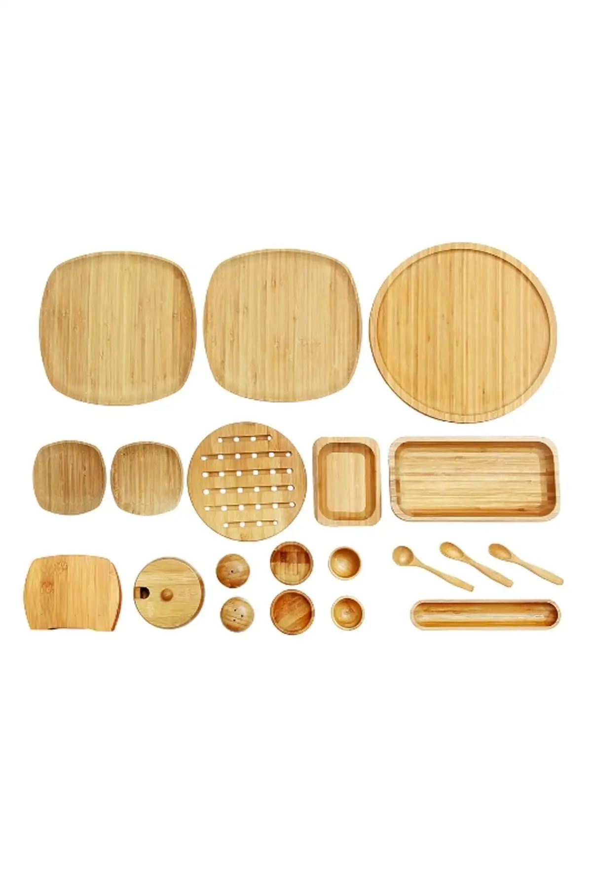 Bamboo serving set breakfast set B2665 21 Piece Mocha. Set