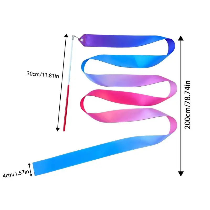 Art Gymnastics Ballet Dance Ribbon with Twirling Stick Kid Sport Performance Stage Show Prop Rainbow Stick Training Rhythmic