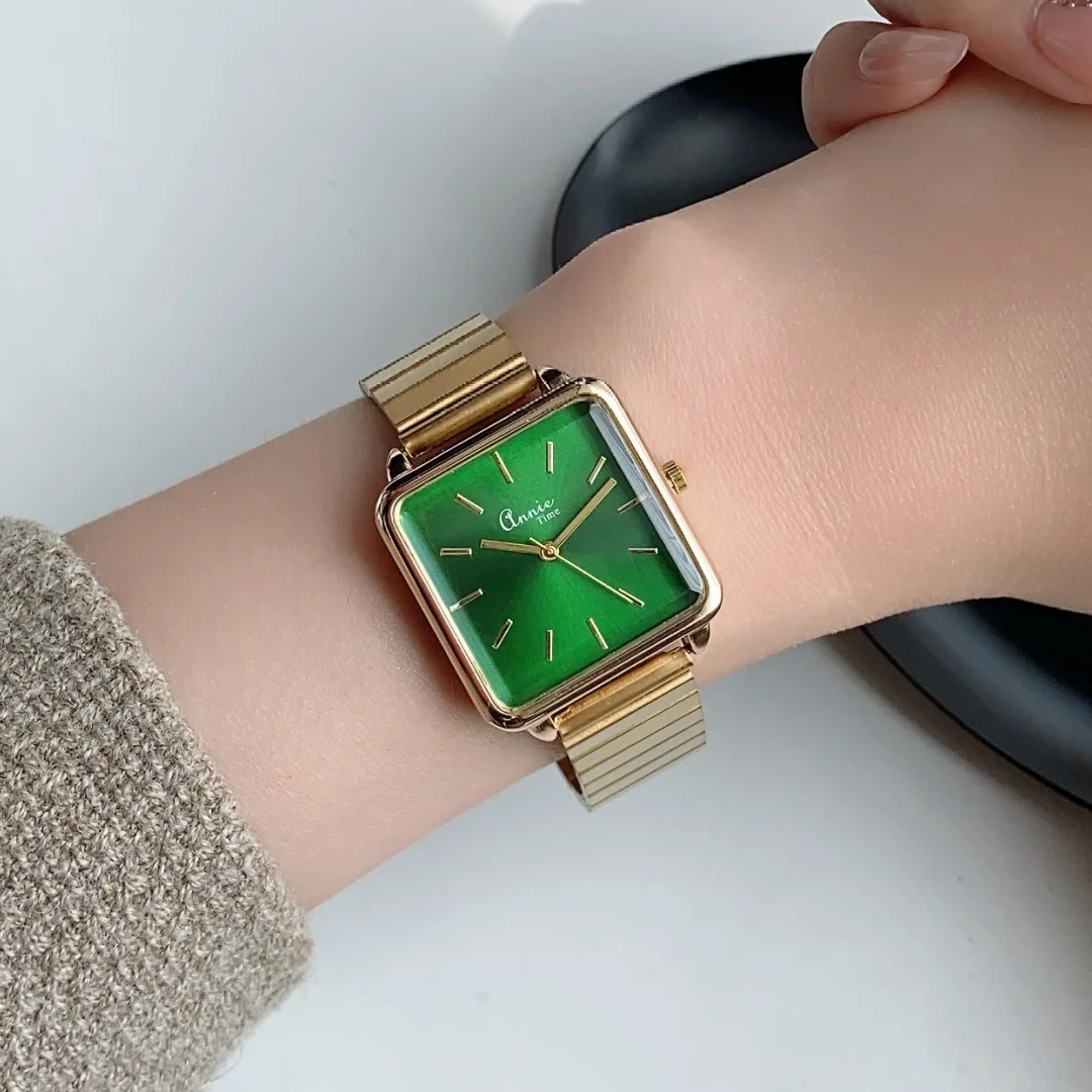 Золотые женские часы с большим квадратным циферблатом, кварцевые часы с ремешком из нержавеющей стали для женщин, простые наручные часы Reloj Mujer Montre