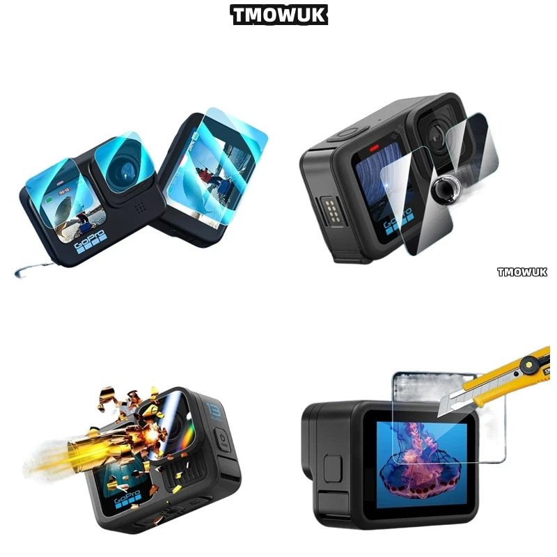 

For GoPro Hero 13 Premium 9H HD Tempered Glass Protector Screen & Lens Dual Protection Anti-Scratch, Shatterproof Full E
