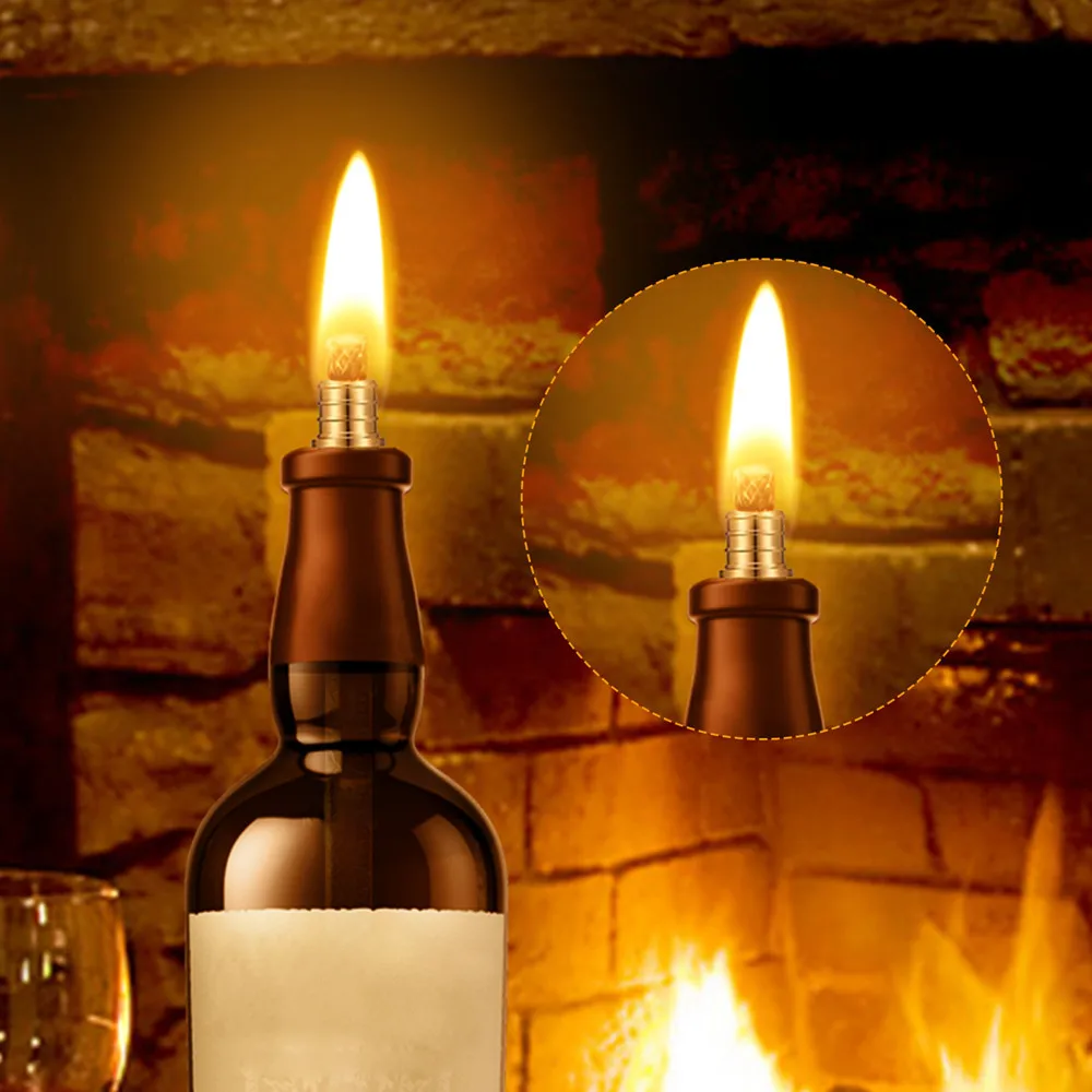 

6 Piece Brass Wick Holders with Gaskets and 6 Piece Fiberglass Replacement Wicks for DIY Homemade Indoor & Outdoor Decor