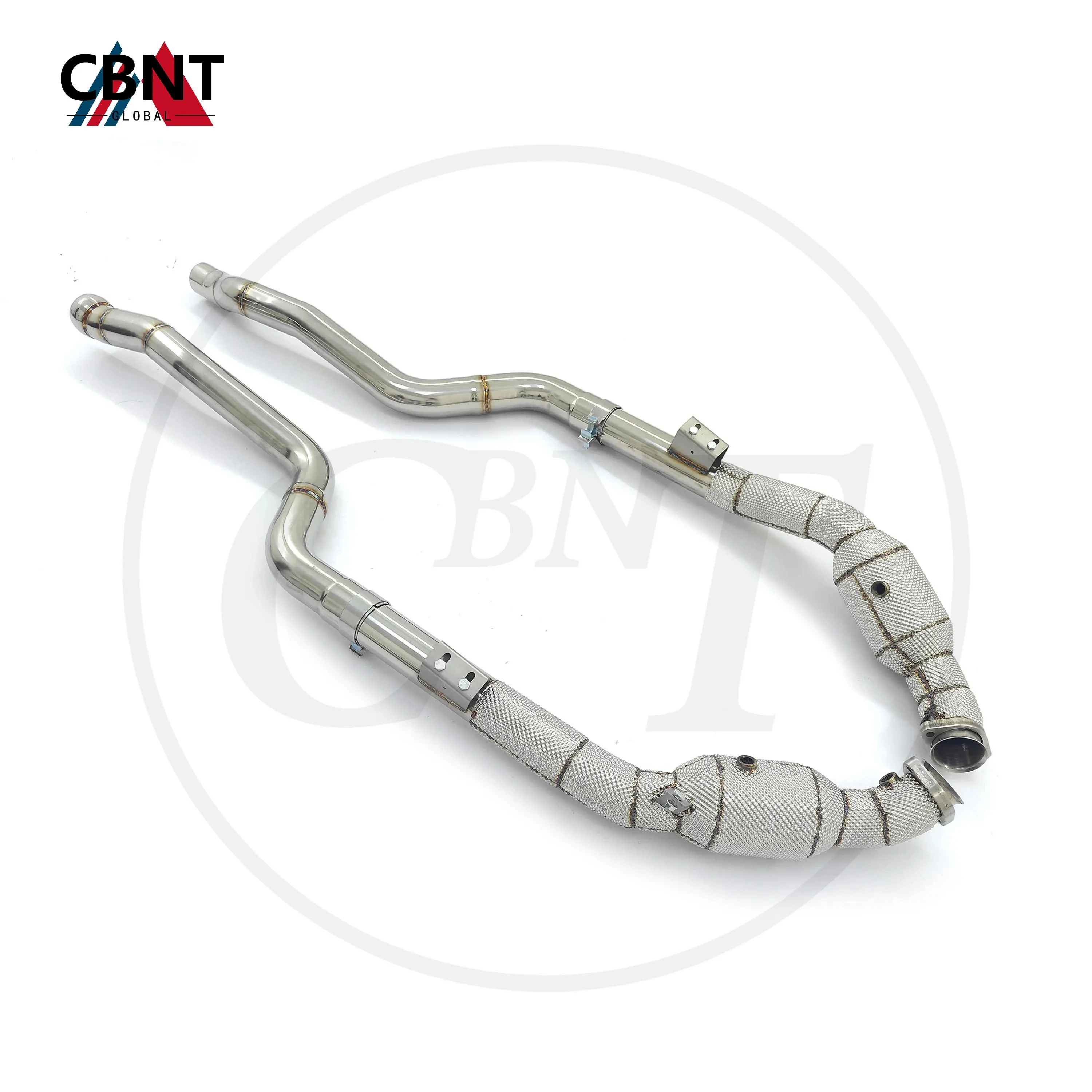 

CBNT Exhaust Pipe System for Mercedes Benz CLS63 5.5T Tuning Catted/Catless Downpipe with Heat Shield SS304 Exhaust Headers