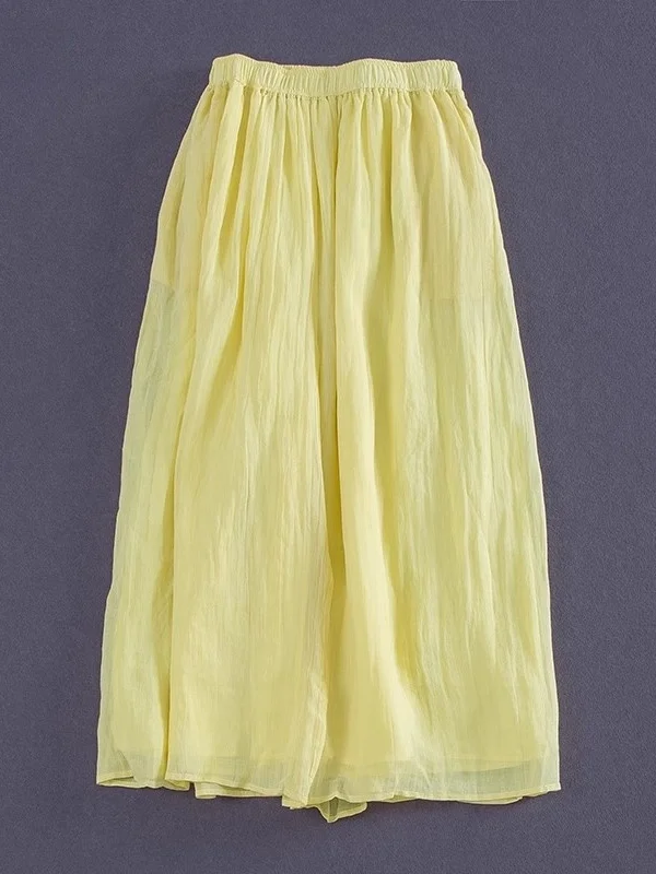 

Летние брюки-палаццо с высокой талией и плиссировкой из льна, длина 7/8, повседневные, комфортные, с высококачественной текстурой, для медитации, коллекция Лето 2025