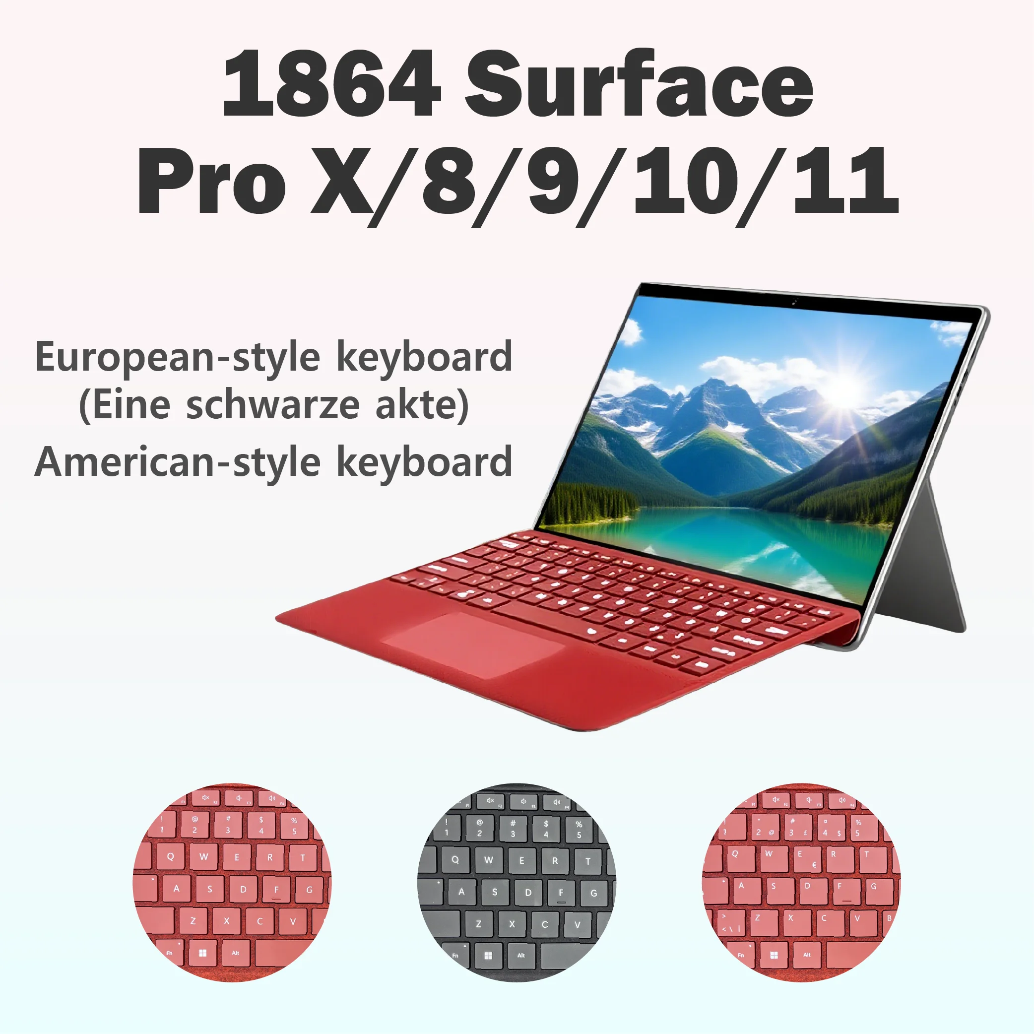 

New Wireless Keyboard For Microsoft Surface Pro 8 / 9 / 10 / 11 / X Tablet Wireless Touch Keyboard with Pen Slot 5S' Connect