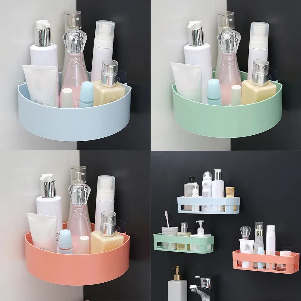 

Space Saving Shelf Free Punch Rack Bathroom Storage Free Punch Rack No Drilling Storage Tripod Suction Cup Rack