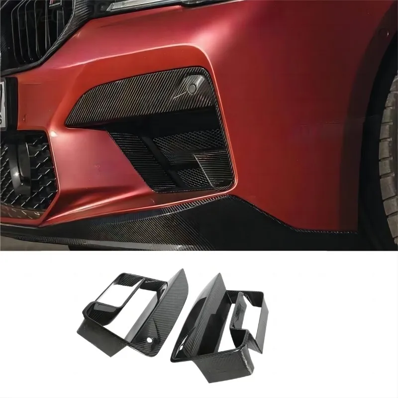 For BMW F90 M5 LCI 2022+ Dry Carbon Fiber Sport Front Bumper Air Vent Trim Splitter Cover Fog Ligth Intake Lamp Bezel Frame