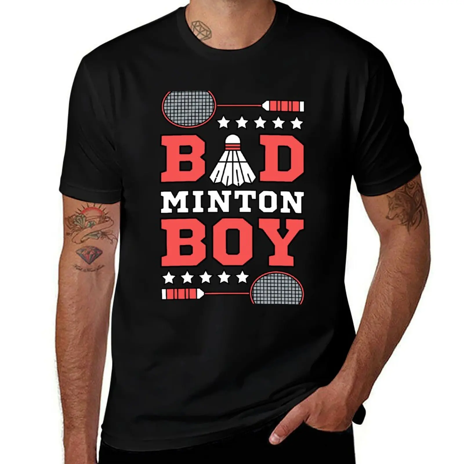 Bad Boy Badminton Boy - Badminton Puns Man Player Sport Funny Shuttlecock Racket T-Shirt Standard Fit Solid Tee Shirt