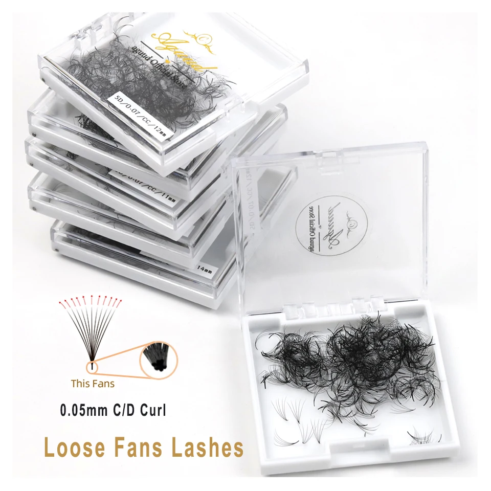 

AGUUD Loose Fans Eyelashes Matte Black Premade Loose Fans Lashes Thin Pointy Base Cilios Russian Volume Eyelash Extension Trays